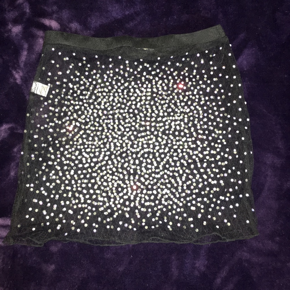Black sheer crystal beaded skirt